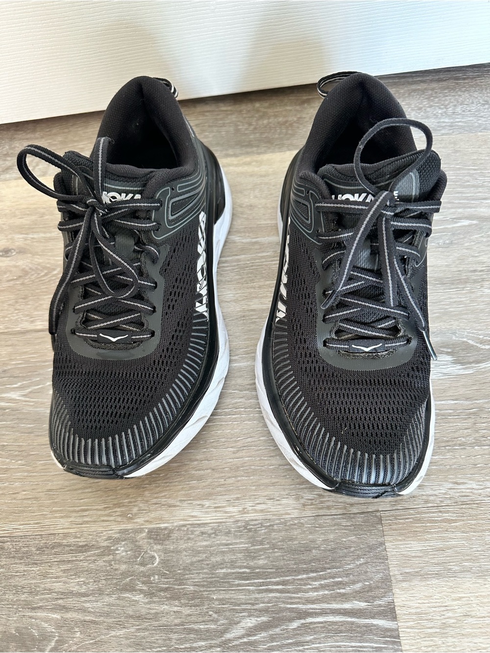 Hoka Bondi 7 Black White womens Running Shoes sneakers 6.5 walking one one - Picture 7 of 14